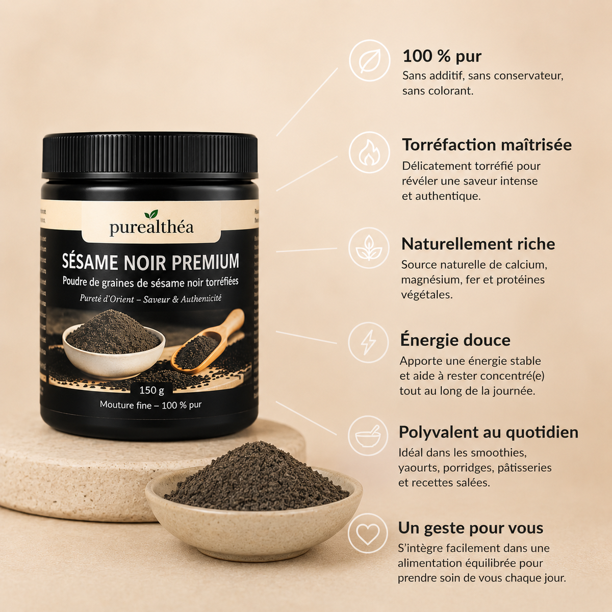 Poudre de Sésame Noir Premium — 150g